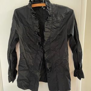 Ted Baker London black ruffled shirt. Size 2.